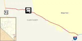 Nevada State Route 168 moves west to east from US 93 to I-15 in northern Clark County.