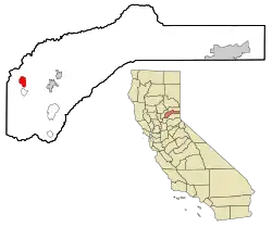 Location in Nevada County and the state of California