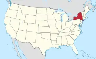 Location of New York state in the United States