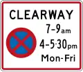 Clearway (No Stopping) (with two peak times)