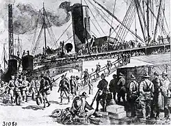 Newly arrived soldiers debarking at Brest