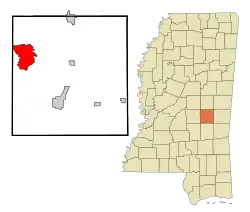 Location of Conehatta, Mississippi