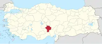 Location of the province within Turkey