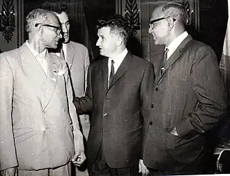 P. Sundarayya with 1st President of Romania, Nicolae Ceaușescu, 1969
