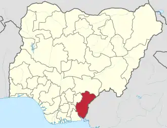 Map of Nigeria showing Cross River State