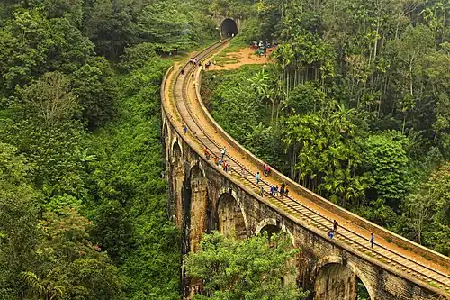 A panoramic view of the Nine Arch Bridge