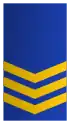 three gold chevrons on a blue background