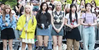 Nmixx in August 2024 L-R: Lily, Jiwoo, Sullyoon, Bae, Kyujin, and Haewon