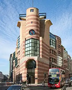 No 1 Poultry, London, by James Stirling, designed in 1988 but built in 1997[87]