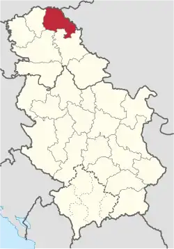 Location of district in Serbia
