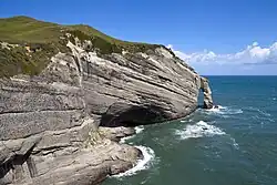 View of a steep cliff at an ocean