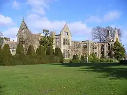 The southern frontage today. The ruined house remains a garden feature.