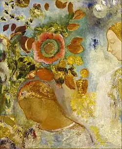 Odilon Redon, Two Young Girls among Flowers (1912), 62.2 x 51.4 cm