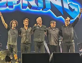 The Offspring in April 2025 From left to right: Brandon Pertzborn, Todd Morse, Dexter Holland, Jonah Nimoy, and Noodles