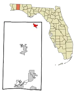 Location in Okaloosa County and the state of Florida