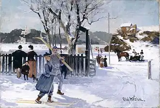 Folk life motif from Skarpsno in Oslo, oil on canvas, 41.3 x 60.4&nbsp;cm Original: Oslo Museum