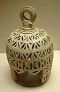 Openwork lantern for a lamp, 9th-10th century unglazed earthenware, excavated in Nishapur, Iran)