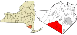 Location in Orange County and the state of New York