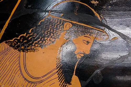Boreas detail from an Attic red figure pointed amphora.