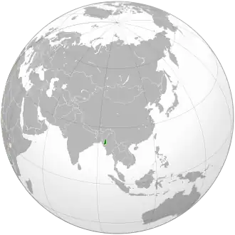 Location of Chinland (dark green)