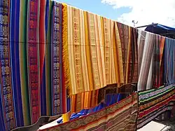 Textiles made from Alpaca wool at the Otavalo Artisan Market in the Andes Mountains, Ecuador