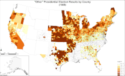 Map of "other" presidential election results by county