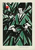 Lady in green, 1918. Colour woodcut