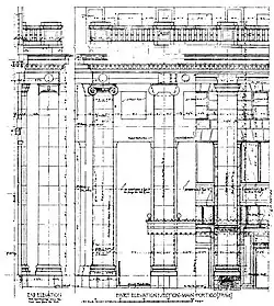 Detail of the exterior colonnade