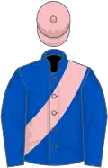 Royal blue, pink sash and cap