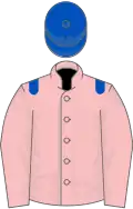 Pink, royal blue epaulets, royal blue cap