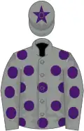 Grey, purple spots, star on cap