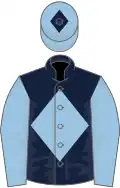 DARK BLUE, light blue diamond and sleeves, light blue cap, dark blue diamond