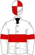 White, red hoop and armlets, quartered cap