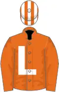 Orange, white 'L', striped cap
