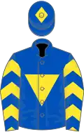 ROYAL BLUE, yellow inverted triangle and chevrons on slvs, blue cap, yellow diamond