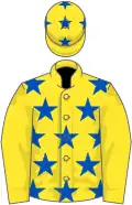 Yellow, blue stars on body and cap