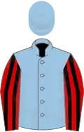 Light blue, red and black striped sleeves