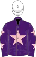 Purple, pink star, purple sleeves, pink stars, white cap