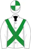 WHITE, green cross-belts, quartered cap