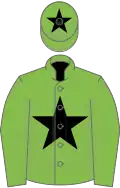 Light green, black star and star on cap