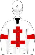 WHITE, Red cross of lorraine, White sleeves and Red armlet, White cap