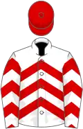 White, red chevrons, red cap