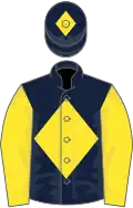 Dark blue, yellow diamond, sleeves and diamond on cap