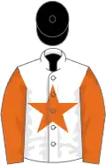 White, orange star and sleeves, black cap