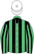 Emerald Green and Black stripes, White cap