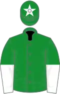 Green, white halved sleeves and star on cap