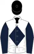 White, Dark Blue diamond and sleeves, Black cap