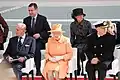 Queen Elizabeth II attending the naming ceremony for P&O Cruises Britannia in Southampton, England in 2015