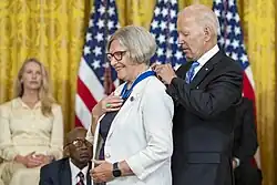 President Joe Biden presenting the Medal to Sister Simone Campbell, 2022