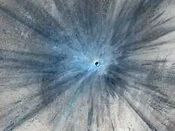 A fresh impact crater on Mars 3°42′N 53°24′E / 3.7°N 53.4°E / 3.7; 53.4, November 2013.